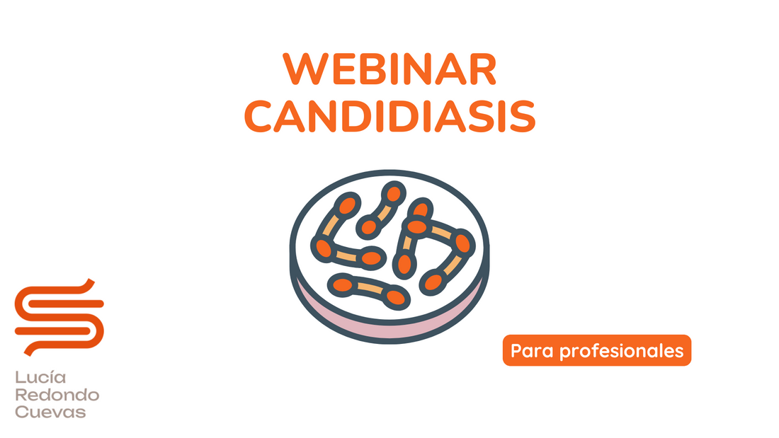 Curso en línea de la especialista Lucía Redondo Cuevas sobre la candidiasis, con imágenes y contenido educativo en el webinar.